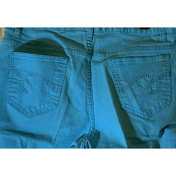 Kim Rogers Essentials Blue Teal Capri Jeans Womens 10P Belt Loops Pockets - Picture 5 of 8